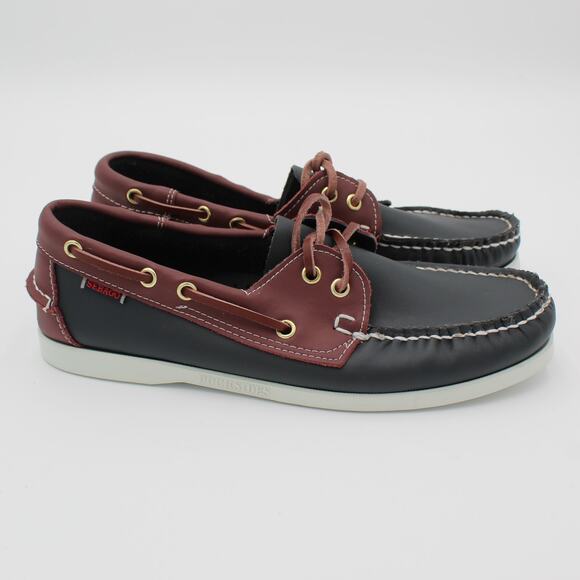 Sebago Docksides Mens Size 9 Boat Shoes Brown Black Leather Loafer Preppy Casual - Picture 1 of 8